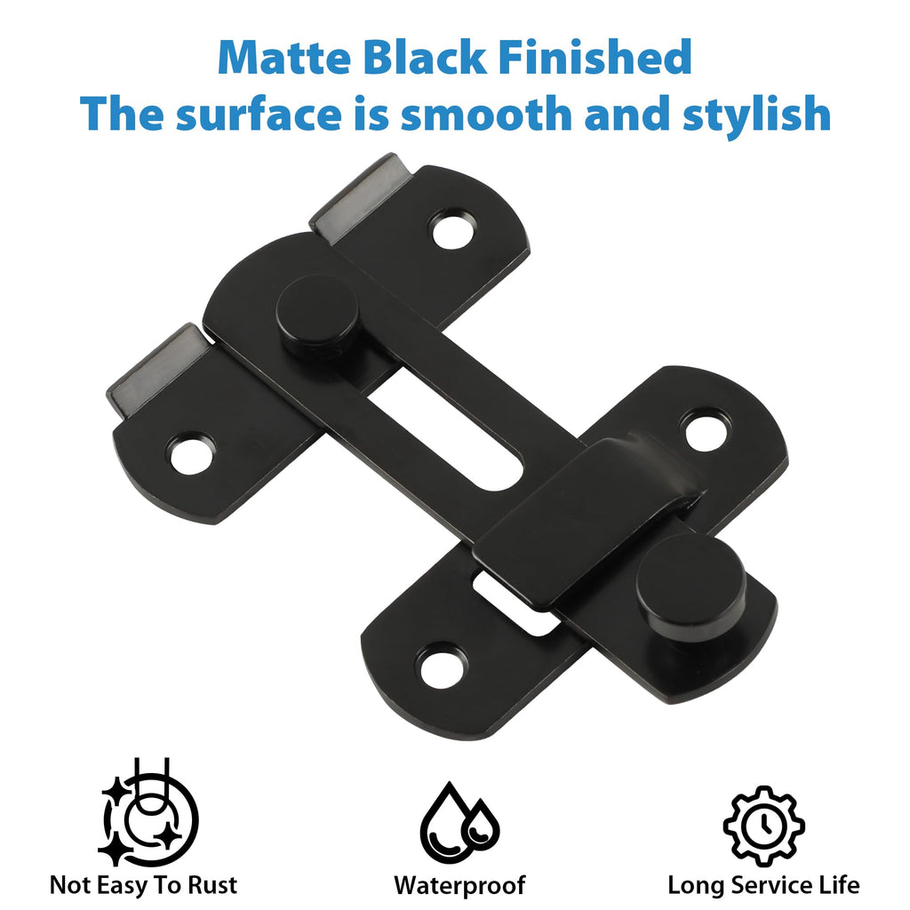 Alise Flip Latch Gate Latches Safety Door Lock for Barn Wood Fence Sliding French Doors,Heavy Duty SUS304 Stainless Steel Gate Hardware,Matte Black MS9500-B