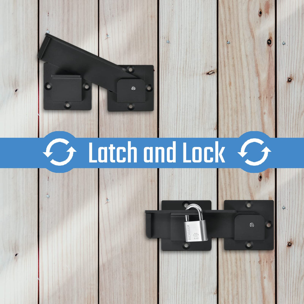Steinwhale 7.5" Flip Gate Latch Lock with Padlock Holes, 4mm Heavy Duty Aluminum Alloy Door Latch for Outdoor Wooden Fence, Swing and Sliding Open Gate, Double Gate, Barn Door, Shed, Vinyl Fence, Yard