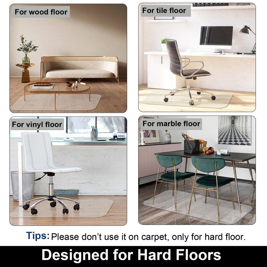 AiBOB Office Chair Mat for Hardwood Floor, 45 X 53 inches, Hard Floor Chair Mats Under Computer Desk, Easy Glide for Rolling Chairs, No Curling