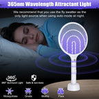 Electric Fly Swatter Racket 3000V Bug Zapper 2 in 1 Mosquito Zapper USB Rechargeable, 1200mAh Mosquitoes Killer Lamp & Fly Zapper with 3 Layer Safety Mesh for Home, Bedroom, Kitchen, Patio (2 Pack)