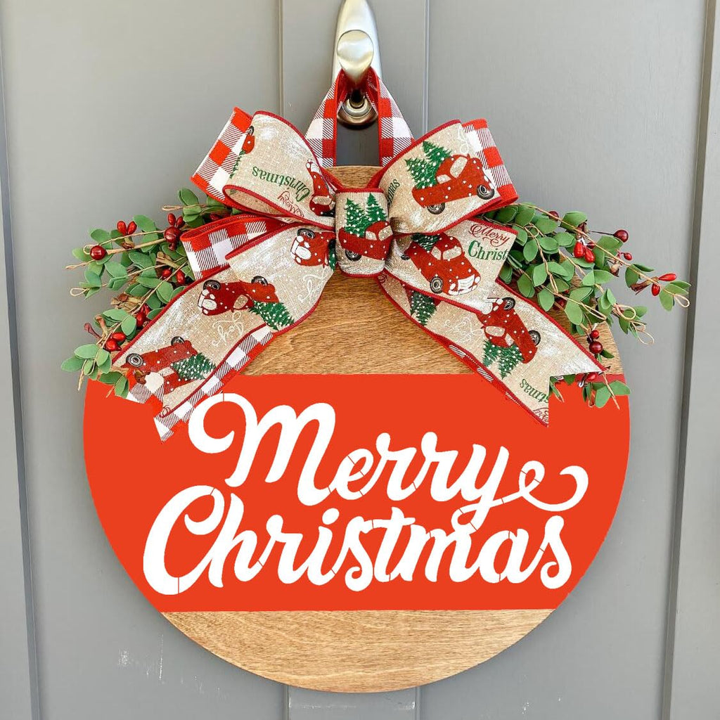 Christmas Stencils 12” Xmas Stencil for Wood Christmas Stencil for Painting Holiday Stencils Merry Christmas Believe Drawing Templates Half Round Stencil for Door Hanger Porch Wreath Home Decor