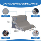 Ahpmeoa 3PCS Orthopedic Bed Wedge Pillow Set for Sleeping, Sitting up in Bed, 6-in-1 Foam Wedge Pillow for Acid Reflux & Back Pain Relief & Leg Elevation, Post Surgery Pillows for GERD & Snoring, Grey