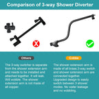 Cobbe 12 Inch All Metal 3-Way Rain Shower Head, High Pressure Shower Head, Dual Shower Heads with Handheld Spray Combo - Upgrade Extension Arm Height Adjustable - 9 Spray Filtered Shower Head, Black