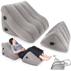 SAHEYER Inflatable Bed Wedge Pillow Set, 2 PCS Post Surgery Support Pillow for Back, Knees, Leg Pain Relief, Adjustable Sitting Pillows for Anti Snoring, Heartburn, GERD Sleeping (Gray)