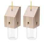 Carpenter Bee Trap for Outside - Shed Style Nature Hanging Wood Trap for Outdoor with Removable Bee Vault Plastic Jar (2 Pack)