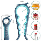 MEYUEWAL Jar Opener, 6 In 1 Bottle Opener Can Opener for Weak Hands, Jar Openers for Seniors with Arthritis, Multifunctional Lid Opener Kit, Easy Jar Opener Tool for Elderly Adults Kids (Blue), Large
