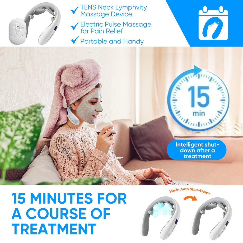 Aeiniwer Neck Massager for Pain Relief Deep Tissue,Electric Portable Lymphatic Drainage Massager with Heat,Portable Neck Massager Gift for Women Men