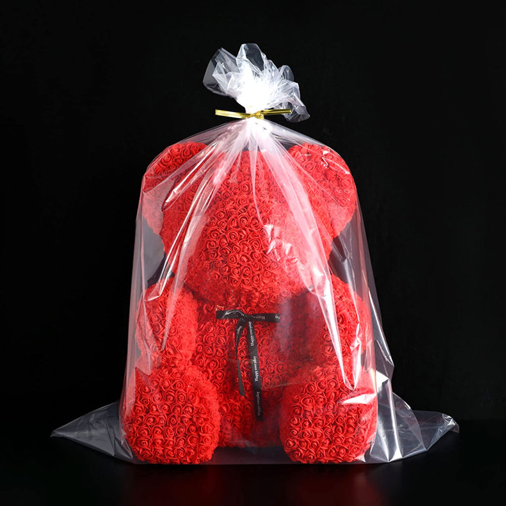 Zcintert Clear Cello Cellophane Treat Bags, 50 Pcs - 15.7" x 19.7"(2mils), Plastic Gift Bags for Candy, Party Favor, Cookies, Candies Packaging, with 4” Twist Ties