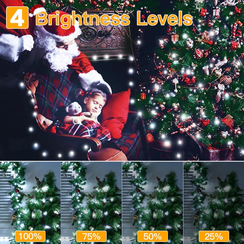 Ollny Christmas Lights 1000 LED 330 FT, IP67 Waterproof Plug in Christmas Tree Lights with Remote, 8 Modes, 3 Timers, Dimmable, House Xmas Indoor Decorations Outdoor Christmas Lights (Cool White)