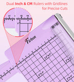 12" Guillotine Paper Cutter with Hidden Ruler, Compact Heavy Duty 12-Sheet Capacity Trimmer for Cardstock, Photos, Scrapbooking, Office, Classroom, Studio (Purple)