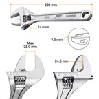 Jetech 8 Inch Adjustable Wrench - Professional Shifter Spanner with Wide Caliber Opening