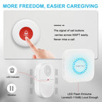 CallToU Wireless Caregiver Pager Call Button for Hard of Hearing Waterproof 500+ FT Nurse Alert System Elderly Monitoring Patient/Seniors 3 Panic Button 1 Plug-in 1 Vibration Receiver