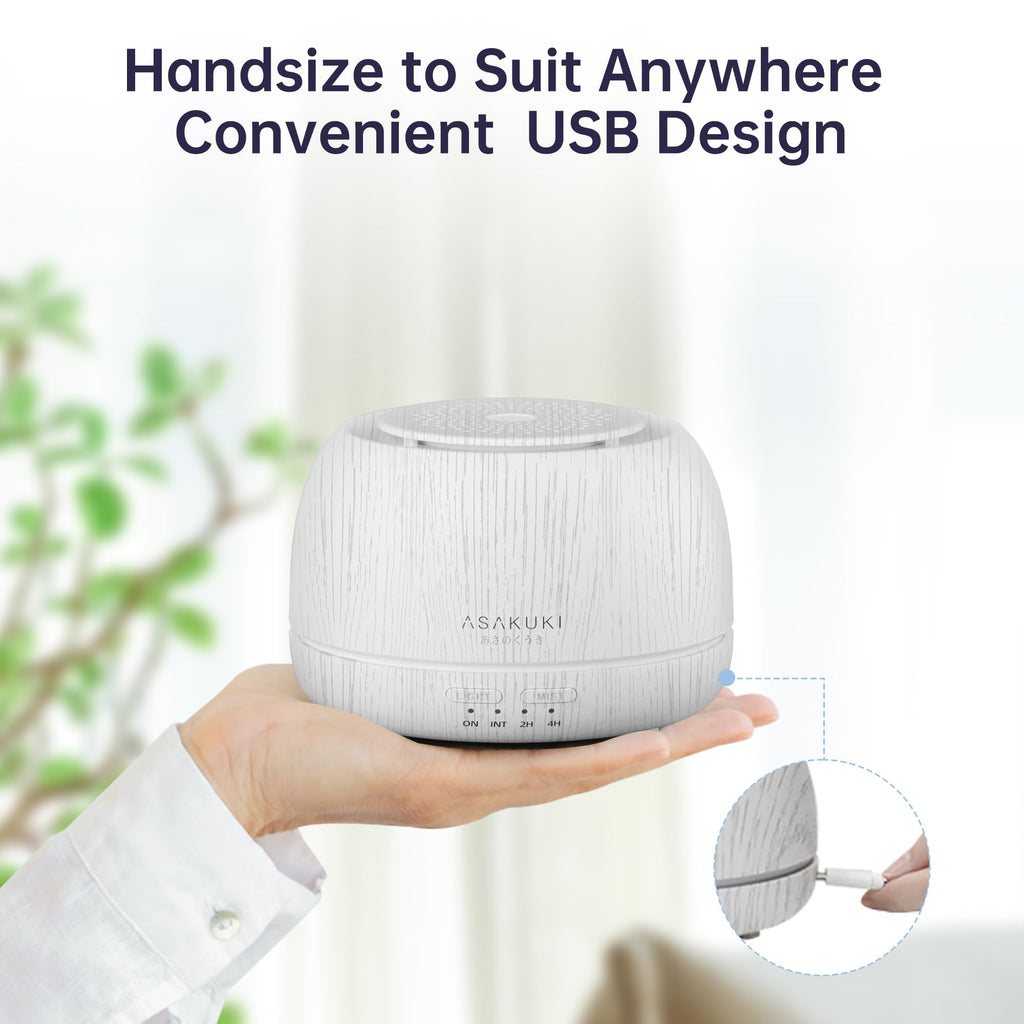 ASAKUKI Premium Essential Oil Diffuser with 10 Oil Set &Remote Control, 5 in 1 Ultrasonic Aromatherapy Fragrant Oil Humidifier Vaporizer, Timer and Auto-Off Safety Switch-White
