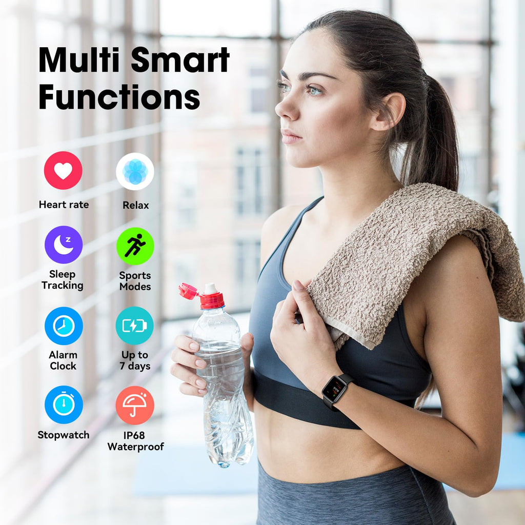 Fitness Tracker Watch with Heart Rate Monitor, Activity Tracker with Pedometer, Sleep Monitor, Calories & Step Counter, IP68 Waterproof Smart Watches for Women Men Fitness Watch for Sports