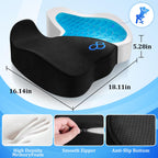 CushyOasis Seat Cushion, Chair Cushions, Office Chair Cushions, Anti-Slip Bottom & Removable Cover Tailbone Pain Relief Cushion, Memory Foam Seat Cushion, 5.28 in Thick (Black)
