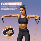 RitFit Single Resistance Exercise Band with Comfortable Handles - Ideal for Physical Therapy, Strength Training, Muscle Toning - Foam Padding Door Anchor and Starter Guide Included (Purple(15-20lbs))
