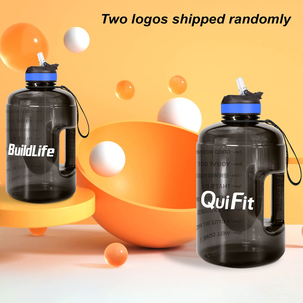 Motivational Gallon Water Bottle - with Straw & Time Marker BPA Free Large Reusable Sport Water Jug with Handle for Fitness Outdoor Enthusiasts Leak-Proof(Black,1 gallon)