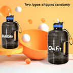Motivational Gallon Water Bottle - with Straw & Time Marker BPA Free Large Reusable Sport Water Jug with Handle for Fitness Outdoor Enthusiasts Leak-Proof(Black,1 gallon)