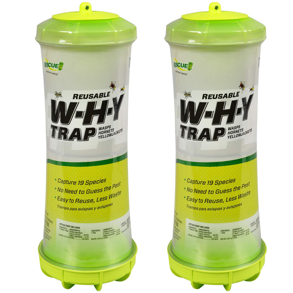 RESCUE! WHY Trap for Wasps, Hornets, & Yellowjackets – Hanging Outdoor Trap - 2 Traps