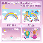 SOOVSY 200 Sheets Princesses & Unicorns Foil Art Fun Kit for Kids, Foil Art for Kids Art Craft DIY Creative Activity Birthday Christmas Gift Travel Toys for 4 5 6 7 8 9 Years Old Kids Girls Boys