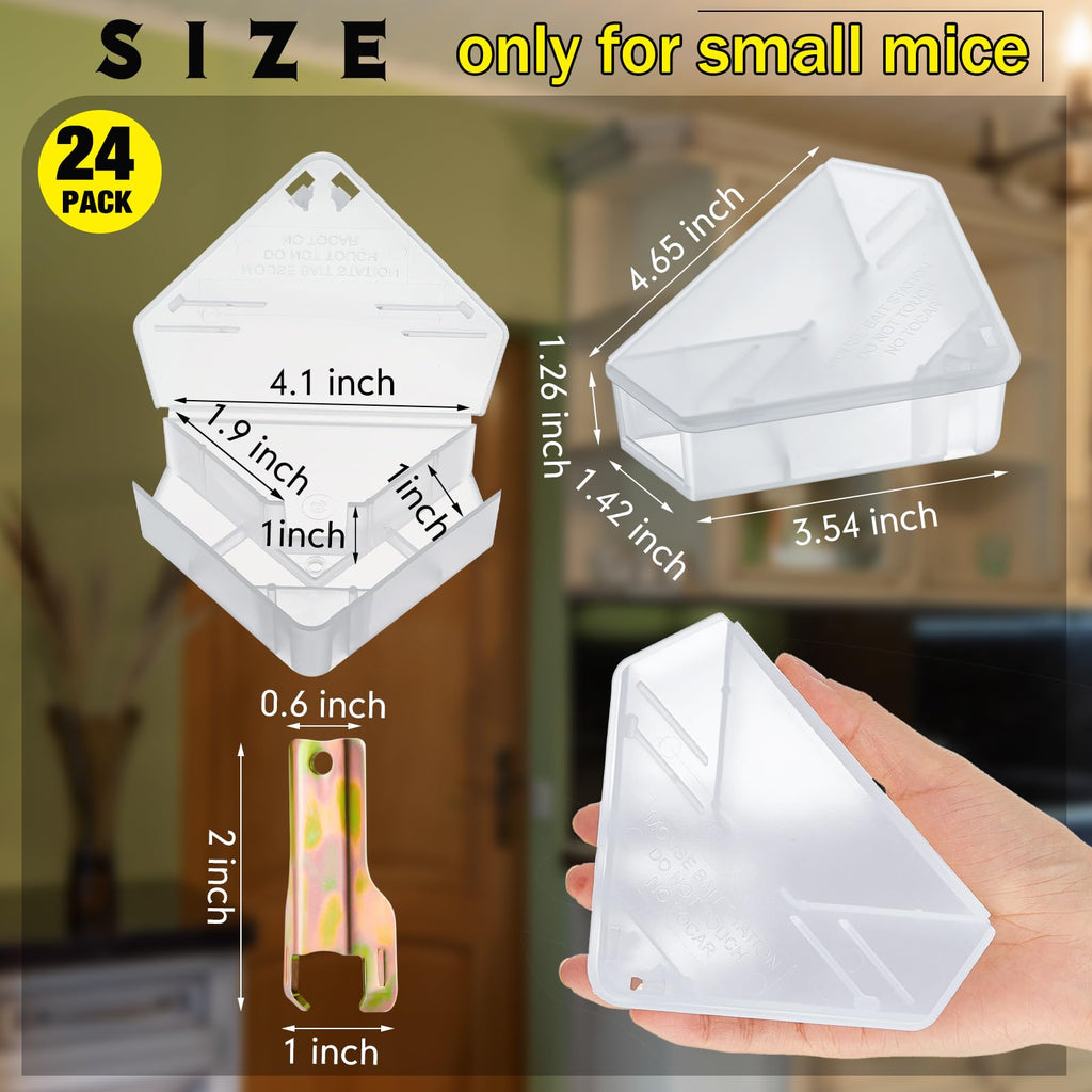 Qualirey 24 Pcs Mice Station with Keys Mouse Bait Stations Waterproof Mice Stations Outdoor Mice Traps Bait Boxes for Mice Indoor Outdoor, Bait Not Included, Suitable for Small Mice (Translucent)