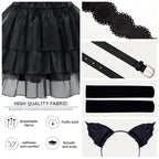 MGparty Black Dress for Girls Halloween Costume Cosplay Party Dress with Headband Belt Socks Accessories for Kids 4-14 Years
