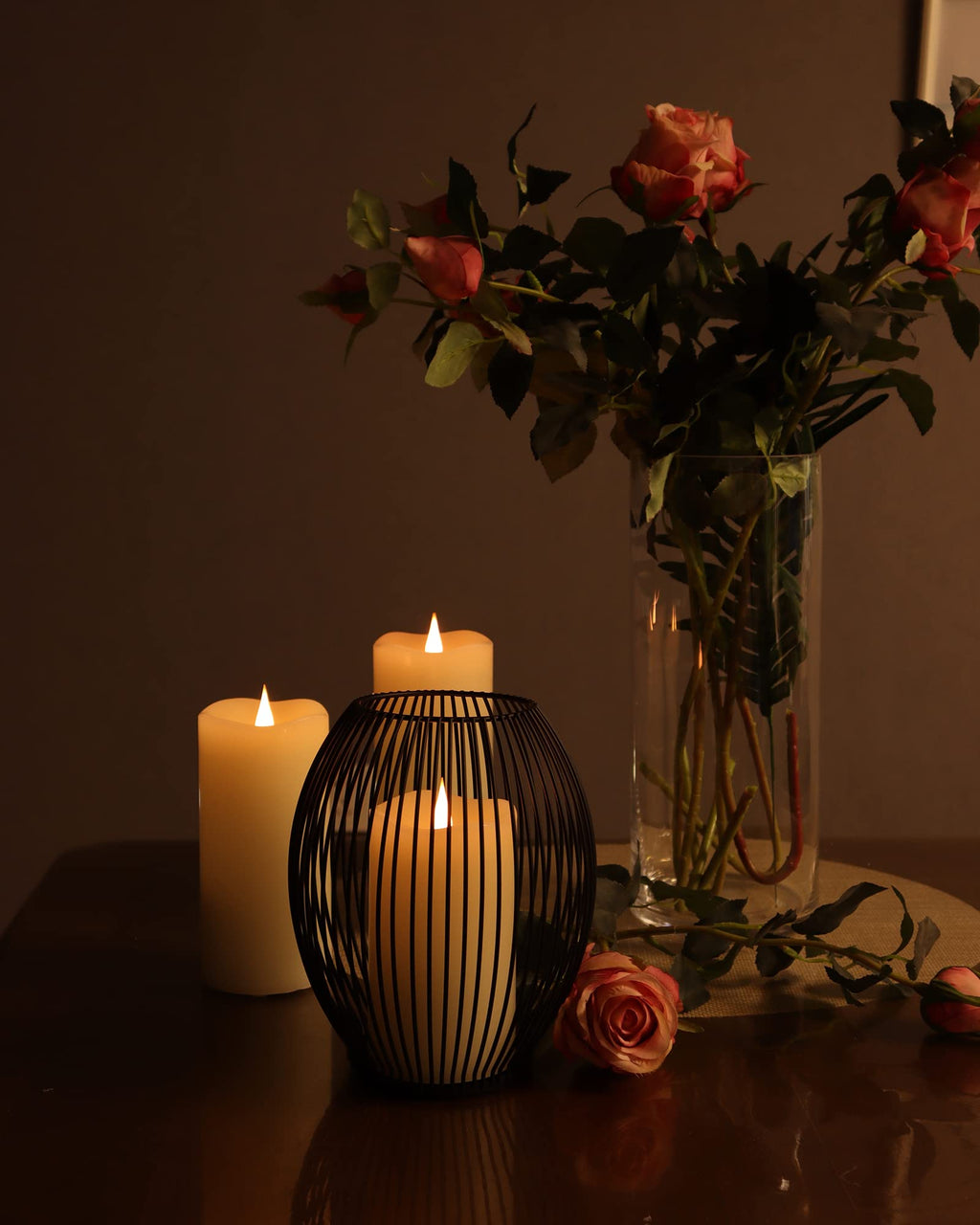 TECHLONG Flickering Flameless Candles with 3D Moving Flame, Last 1000+ Hours Battery Operated Candles with Timer, Ivory Real Wax Pillar Electric LED Candle for Wedding Christmas Party/3" x 5"