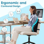 Lumbar Support Pillow for Office Chair Car Back Support Pillow, Memory Foam Gaming Chair Desk Chair Back Cushion for Lower Back Pain Relief, Ergonomic Back Rest with Double Adjustable Straps