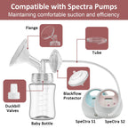 Pump Parts Compatible with Spectra S1/S2/9Plus Breastpump, Full Set Replacement Parts for Spectra Include 24mm Flange,Duckbill Valve,Backflow Protector,Tube,Bottle, Not Original S2/S1 Accessories