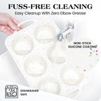 AOTASO 2 Pcs Jumbo Muffin Pan with Metal Frame, Nonstick 6 Cup Extra Large Cupcake Pan for Baking, Silicone Deep Muffin Tray for Egg Bites (Cream)