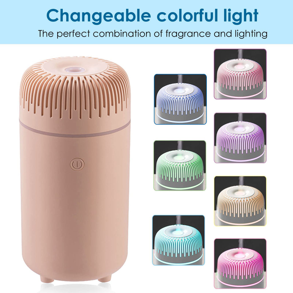 Car Diffuser Humidifier Aromatherapy Essential Oil Diffuser Car Air Freshener Diffuser USB Cool Mist Mini Portable Diffuser for Car Home Office Bedroom (Pink)