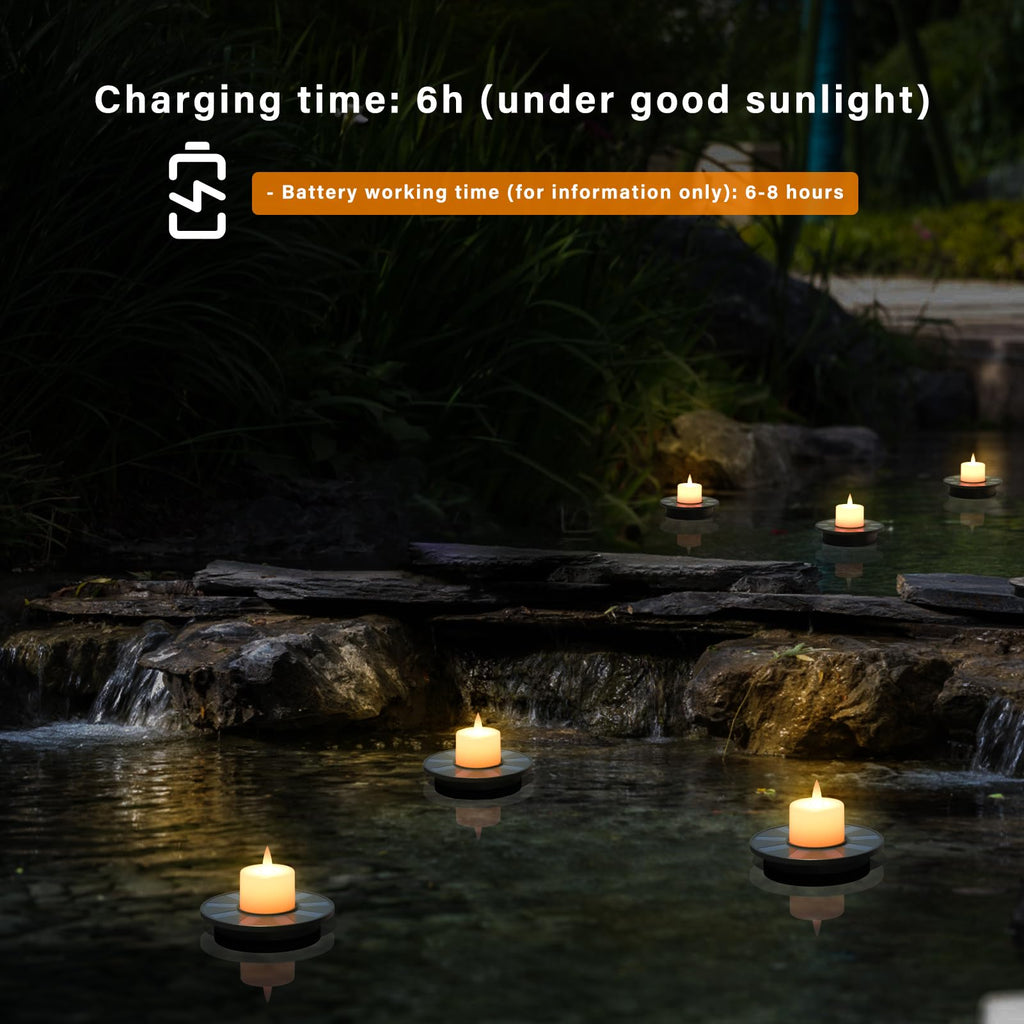 GGNOO Solar Floating Pool Lights, 5-Pack Solar-Powered Float Candles Lamps Tea Light for Pond Party Garden Backyard Outdoor Decor