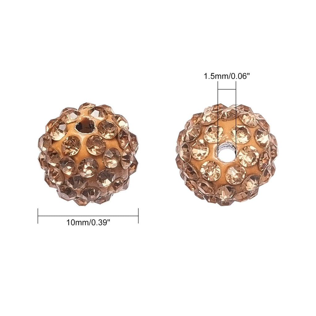 PH PandaHall 100pcs 10mm Rhinestones Beads Topaz Pave Disco Ball Clay Beads Polymer Clay Rhinestone Beads Crystal Diamond Beads for Pen Bracelet Necklace Earring Jewelry Making Christmas Decor