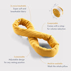 Huzi Infinity Pillow Mini - Kids Travel Neck Pillow - Machine Washable - Home Travel Flight Road Car Train Trips (Ochre Yellow)