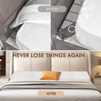 TOACSUCP Wedge Pillow Headboard, Pillow Wedge for Headboard Gap with 2 Side Large Pocket, Bed Gap Filler (0-8"), Headboard Wedge Pillow Queen Size(White, 60"x10"x6")