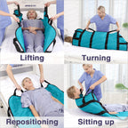 ZHEEYI Positioning Bed Pad with Reinforced Handles 43" x 36" Patient Transfer Sheet Aid Assistant for Body Lifting, Turning, Repositioning, for Elderly, Incontinence, Caregiver, Peacock Blue