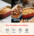 2 IN 1 Cast Iron Bread Loaf Pan with Lid, 3.4QT 9x5 Inch Dutch Oven for Bread Baking, Even Heating Bread Oven, Enameled Bread Pan for Homemade Sourdough Bread Baking & Versatile Cooking, Blue