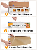 SMARTAKE Parchment Paper Roll for Baking, 2-Pack of 13 in x 278 ft, 600 sq.ft, Non-Stick Baking Paper Sheets with Slide Cutter, Heavy Duty Extra Long, for Kitchen Baking Cooking Grilling, Unbleached