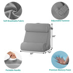 Bedluxe Adjustable 4pcs Bed Wedge Pillow Set, Memory Foam Wedge Pillow Post Surgery for Back, Neck, Leg Pain Relief, Pillow Wedge for Sleeping, Sitting up in Bed, Acid Reflux and GERD, Grey