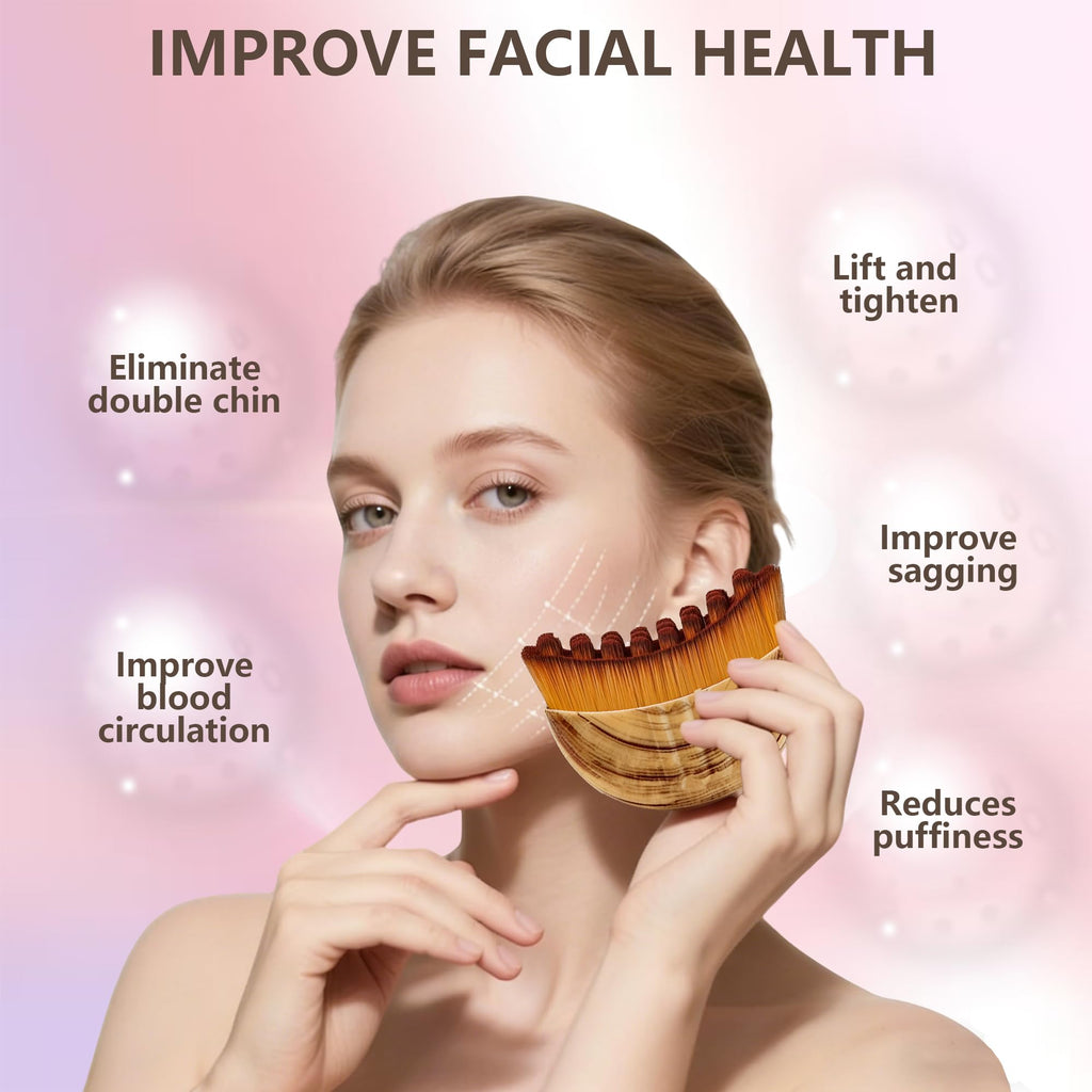 Lymphatic Contour Face Brush, Manual Drainage Massager, Natural Makeup Brush with Soft Bristles, Hypoallergenic Ergonomic Facial Cleansing for Sculpting (3-PCS)