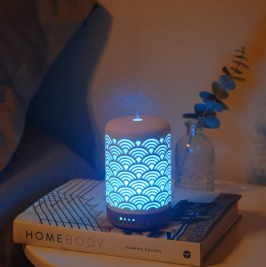 HOMNAS Essential Oil Diffuser, 100ML Upgraded Ceramic Diffusers for Essential Oils, Aromatherapy Diffuser Cool Mist Humidifier with Waterless Auto Shut-Off for Home Office Baby