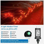 YEGUO Orange Lights for Halloween, 200 LED String Lights Outdoor Waterproof, Green Wire Christmas Lights Indoor, 8 Modes 66ft Twinkle Lights Plug in for Halloween Decor