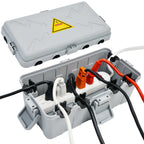 Hrensaw Medium Outdoor Electrical Box(10.6x5.5x4.5inch),Weatherproof Connection Box w/6 Cable Entry,IP54 Waterproof Extension Cord Cover Protect Power Strip,Timer,Plug,Holiday Lights,Grey