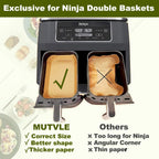 Air Fryer Liners for Ninja Dual, Air Fryer Parchment Paper Liners Disposable for Ninja DZ201, Ninja Foodi Liners, Disposable Ninja Dual Rectangular, AirFryer Paper Liners Rectangle Accessories Ninja