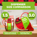 Sure Start Packing Tape, Clear, Quiet Unwind and Easy Start, 1.88 in. x 22.2 yd., 6 Tape Rolls with Dispensers