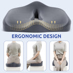 Ergonomic Seat Cushion for Tailbone Pressure Relief - Memory Foam Seat Pad for Comfort & Posture Improvement - Ideal for Office Chair,Desk Chairs, Car Seats, Wheelchairs, Home & Office Use(Dark Gray)