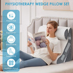 MEGCXIT 3PCS Bed Wedge Pillow for Headboard, 10-in-1 Adjustable Foam Wedge Pillow for Acid Reflux Relief, 23” Wide Triangle Pillow Wedge for Post Surgery, Back Pain Relief & Snoring, White/Grey