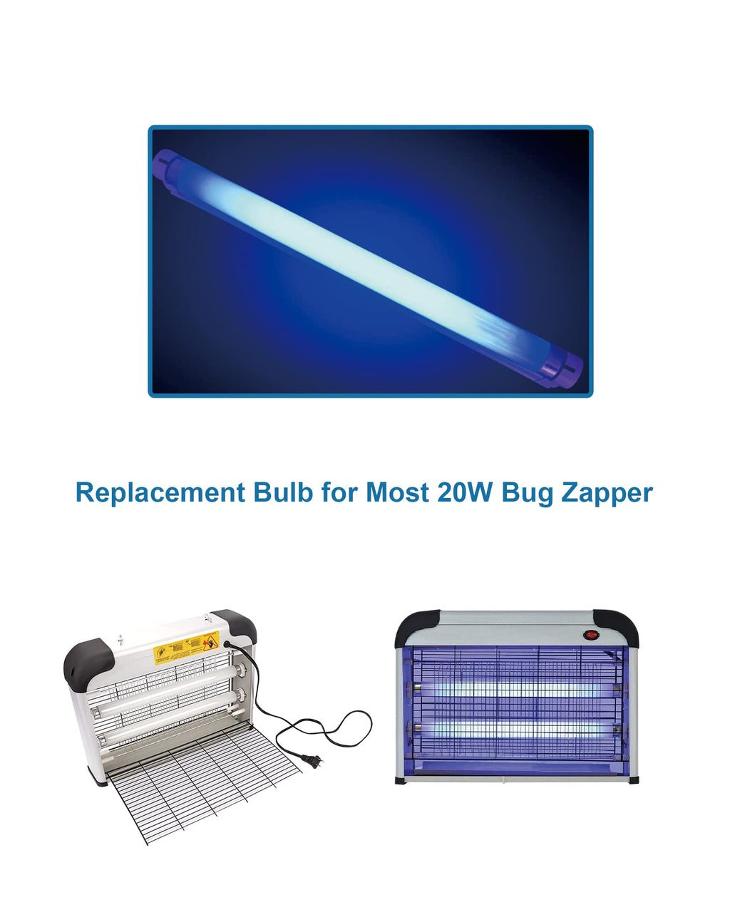 Bug Zapper Replacement Bulb Light Tube 10W for 20W Electronic Bug Zapper, T8 Bulbs for Indoor Outdoor Mosquito Zapper Lamp (4 Pack)
