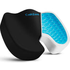 Office Chair Seat Cushion, Cooling Gel Enhanced Memory Foam Cushion for Long Sitting - Back, Sciatica, Coccyx, Tailbone Pain Relief Pillow - for Office, Gaming, Car, Wheelchair - Black, Large