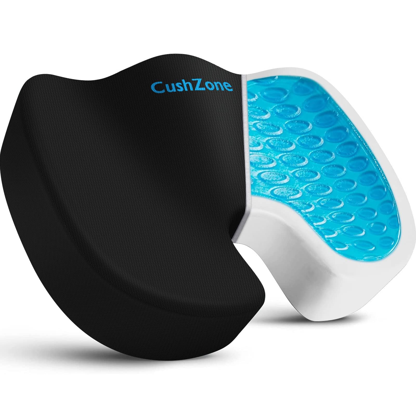 Office Chair Seat Cushion, Cooling Gel Enhanced Memory Foam Cushion for Long Sitting - Back, Sciatica, Coccyx, Tailbone Pain Relief Pillow - for Office, Gaming, Car, Wheelchair - Black, Large